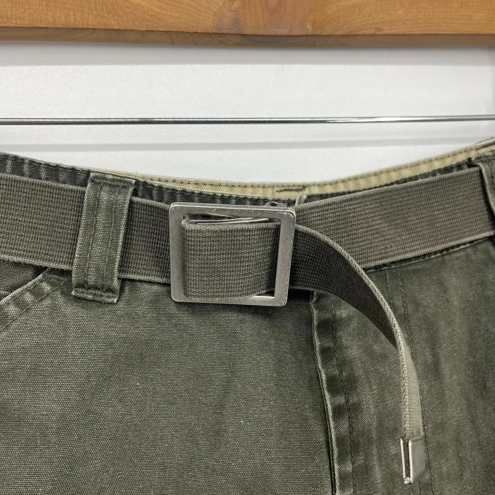 Nautica Cargo Pants Men's Size‎ 32 Olive Green Belted Cotton Pockets Vtg 90s